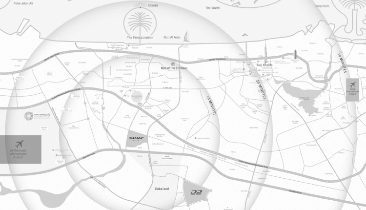 The Map of Golf Gate DAMAC Hills Dubai