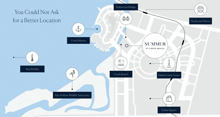 Map of Summer Creek Beach Dubai Harbour